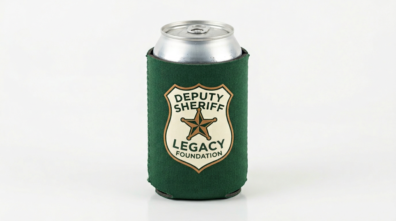 Photorealistic preview of a forest green drink cozy on a can